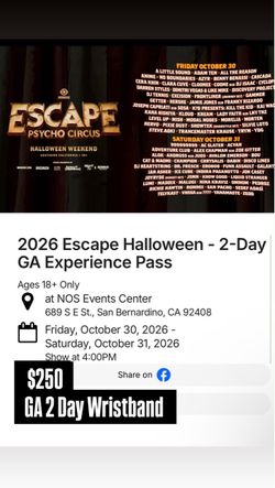 Escape 2 day wristband