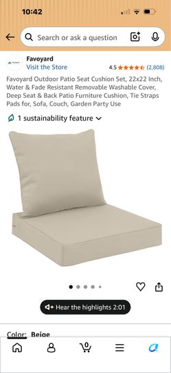 22x22-SET OF TWO- Favoyard Outdoor Seat Cushion Set