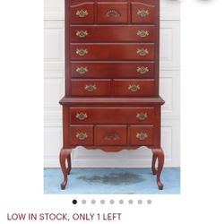 Beautiful Classy 2 Piece/Level Queen Anne Highboy Dresser/Tall Chest Dresser Drawer