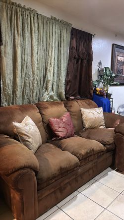 Brown Microfiber 2 Seat Sofa Couch