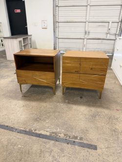 Price for Both - 2 MCM Style Nightstands Solid Wood MCM Style
