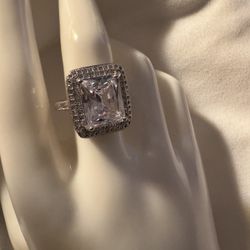 EUC Radiant Cut 3.5 ct Sterling Cocktail Ring, Size 8 