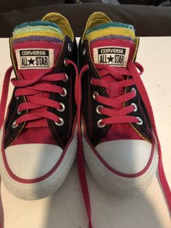 Converse All Star Black w/rainbow tongue Size 8