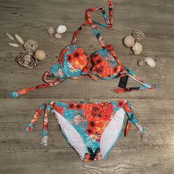 Brand new tropical print floral Bikini size XL women