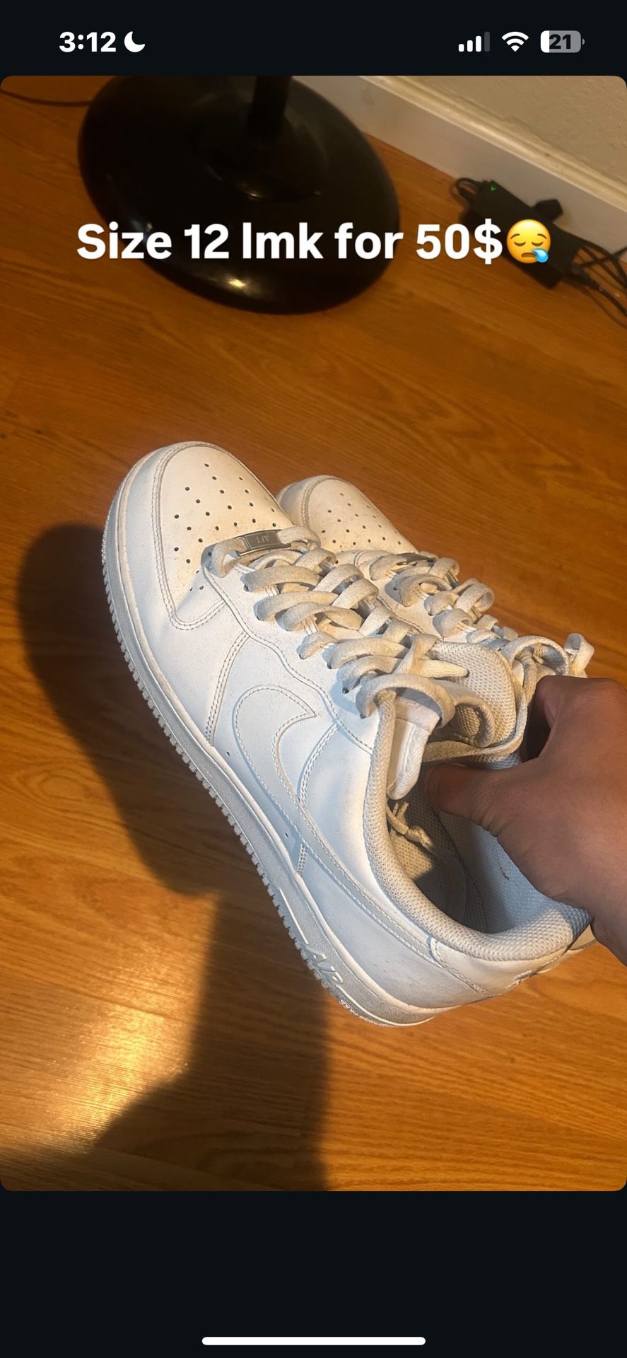 SIZE 12 WHITE AF1 $10 decent-good condition