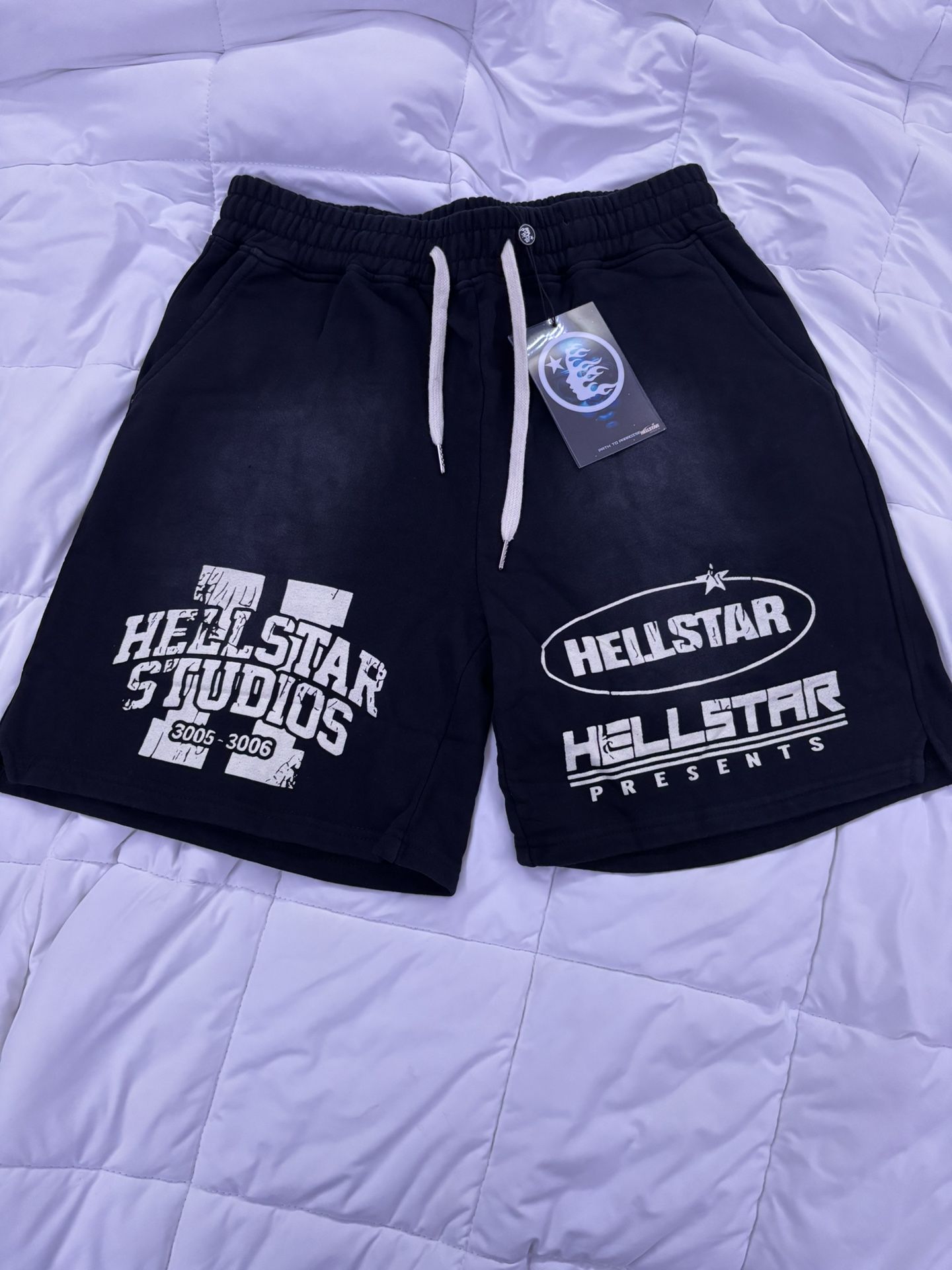 Black And White Hellstar Shorts 