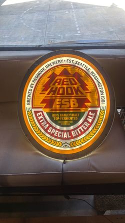 Light up red hook beer sign