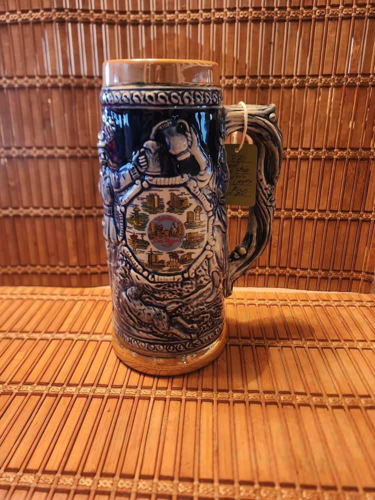 Vintage Japan Luster-ware Ceramic Fabulous Las Vegas Hilton MGM Grand Dubes Landmark Stardust Sahara Caesars Circus Circus Beer Stein Mug!