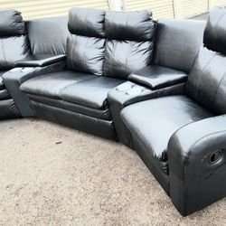 Leather Reclining Theater Sectional