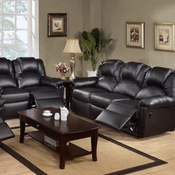 Black Recliner Sofa And Loveseat Ser Brand New