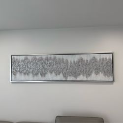 Large Modern Abstract Canvas – Grey/White Wall Art – Framed