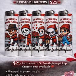 Anti-Valentine Horror Lighter Set – 5 Custom Lighters | $25