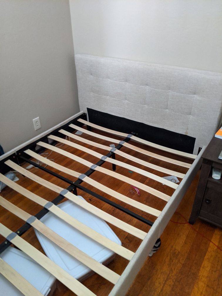 Full Sized Fabric Slat Bed Frame