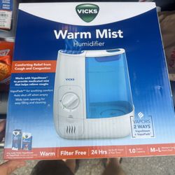 Vicks Warm Mist Humidifier Filter Free – 1 Gallon, 24Hr Run, VapoSteam & VapoPads Compatible 