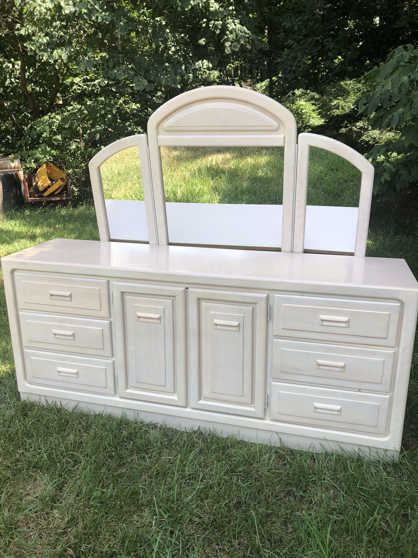 Large Solid Wood Dresser with Mirror