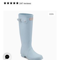 Hunter rain boots.