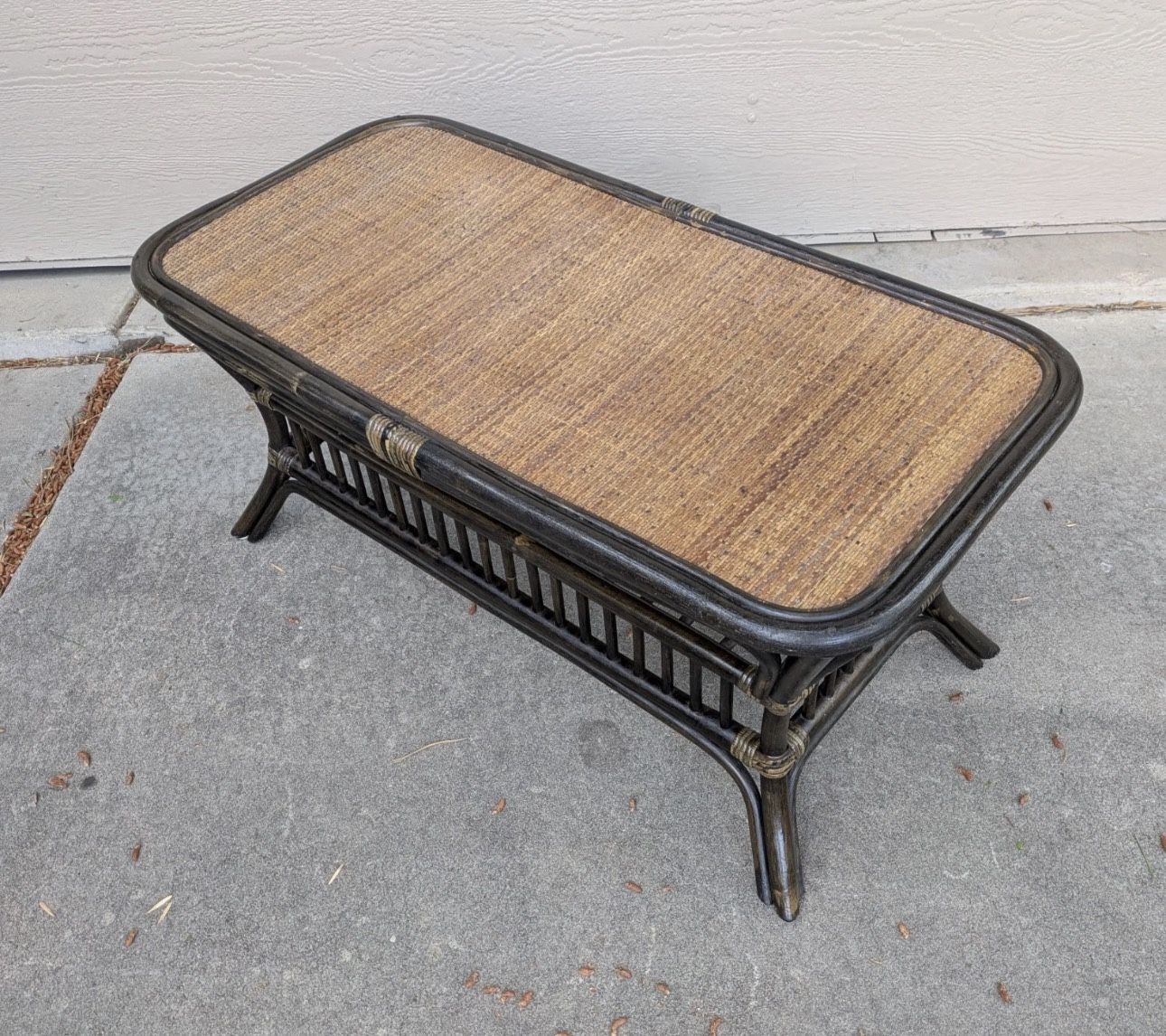 Vintage MCM Asian Boho Chic Coastal Bamboo Wicker Rattan Coffee Table