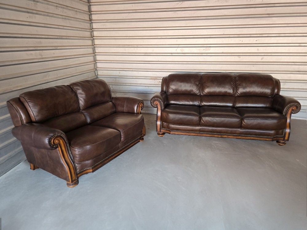Leather Sofa and Loveseat Set