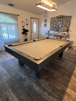 8’ Pool Table Rustic Grey
