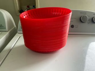 Red plastic bowls