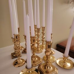 14 Brass Candle Stick Holders 