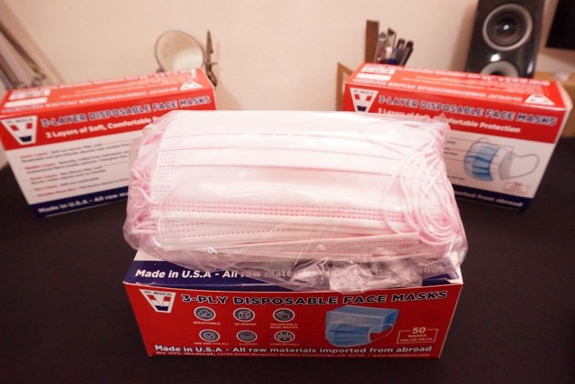 3 Layer Disposable Face Masks (Pink) - 50 Count