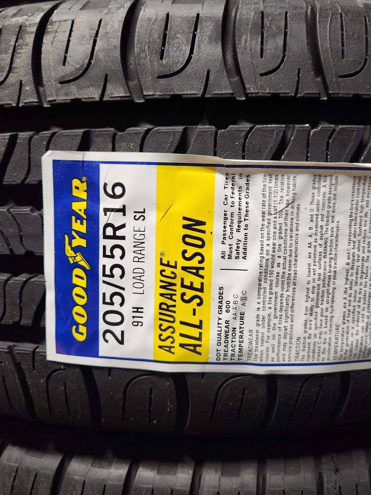 4 New 205-55-16 Goodyear Assurance All Season Tires 205/55 R16 Inch Tire FREE Same Day Delivery To Most Inland Empire Locations 65,000 Miles