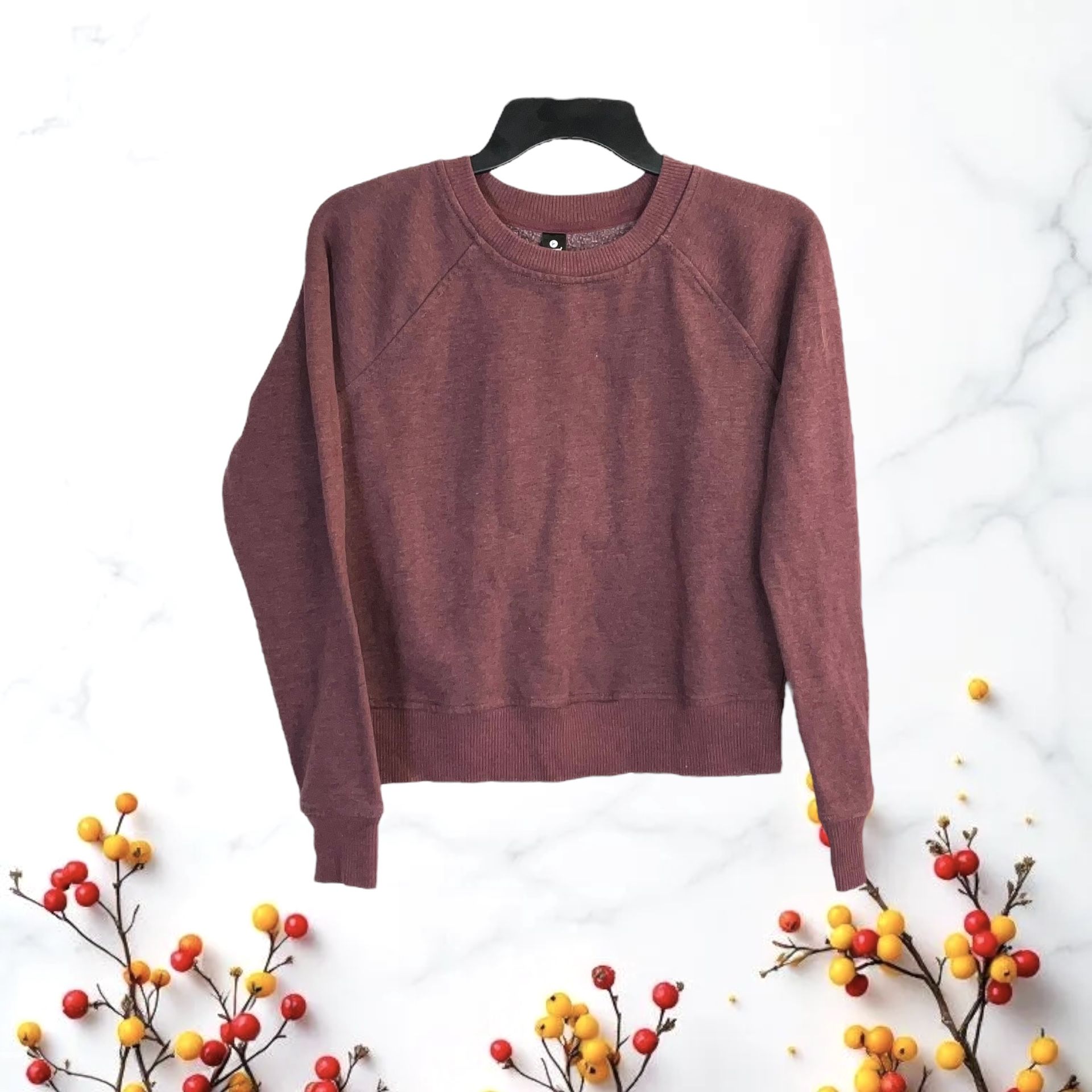 90 Degree By Reflex Chocolate Maroon Sweatshirt Women Size Small