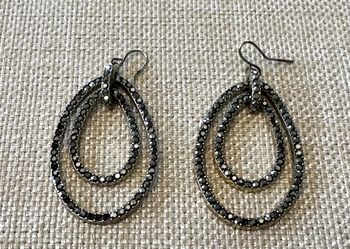 Pewter Rhinestone Earrings