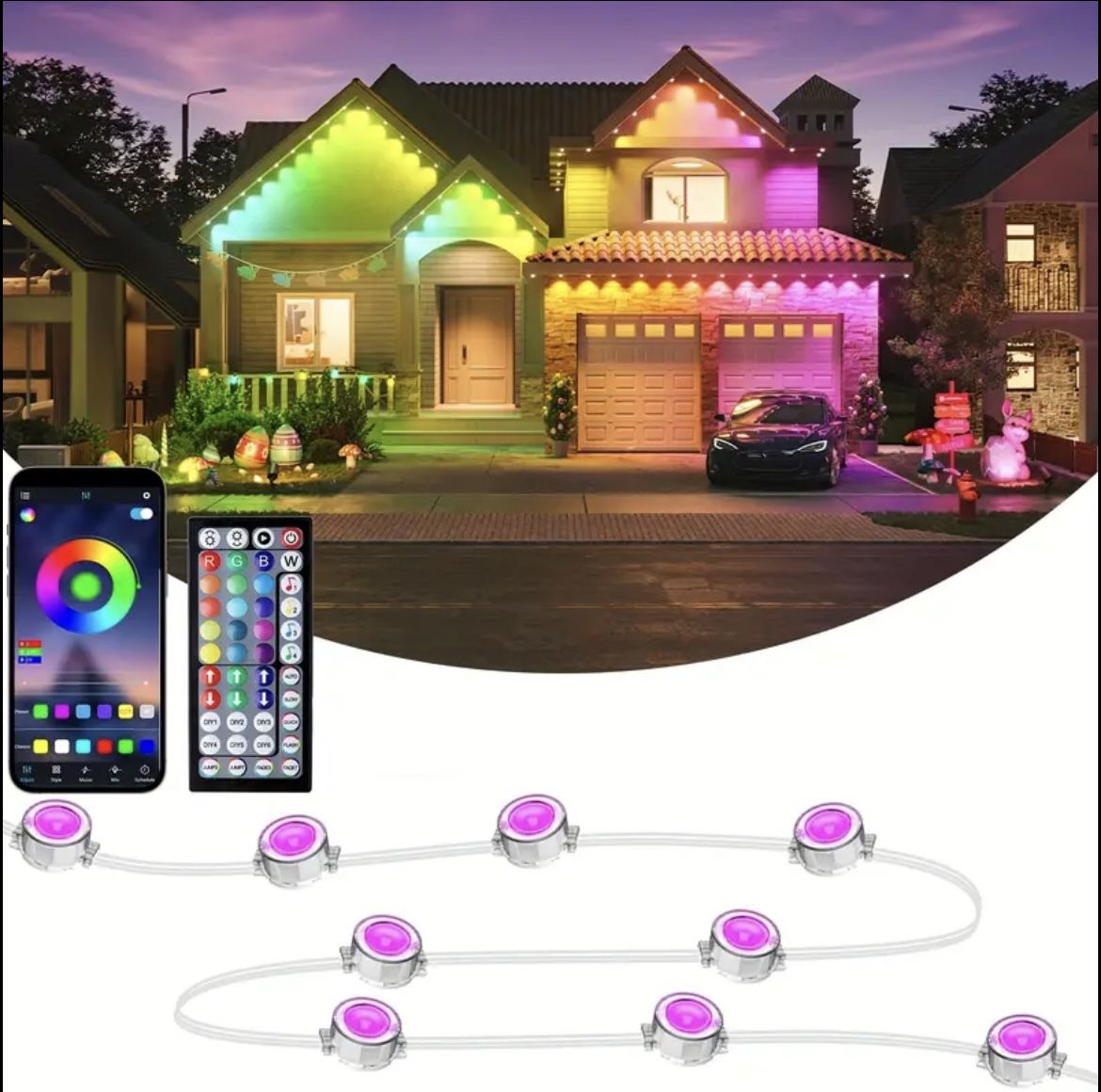 Brand New 500 feet Smart Eaves Lights, Permanent Outdoor Lights 75 Scene Modes