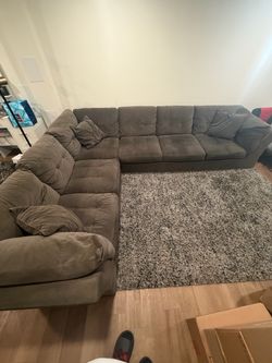 Large Gray Fabric Sectional Sofa