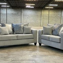 Dora Dove Sofa and Loveseat

