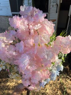 Pink Artificial Cherry Blossom Flower Stems