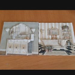 Retro C. Winterle Olson 3D Art Wall Bath Scene