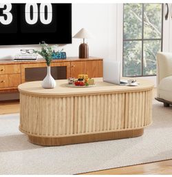 43.3''Lift Top Coffee Table with Storage,Oval Center Table with Hidden Compartment,Mid Century Moder