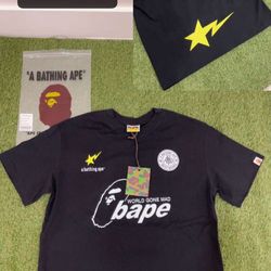 1 0f 1 black and yellow bape tee