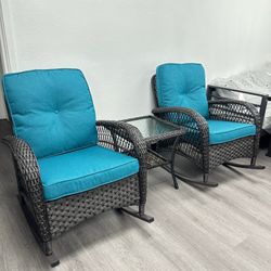 3pc Outdoor Patio Rocking Chair Set 