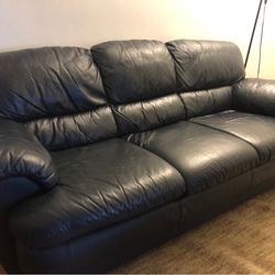Italian leather 3 seater dark blue