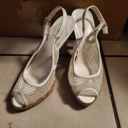 White Cork Heels