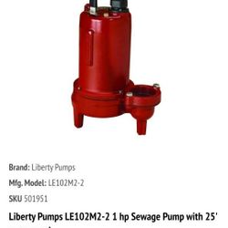 Liberty 1hp 230v Sewage Pump
