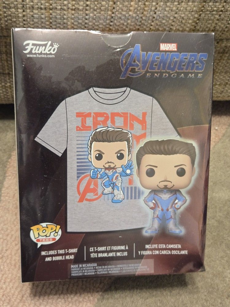 Marvel Iron Man VAULTED EXCLUSIVE GITD Bobblehead Pop & Tee Funko UNISEX 2XL