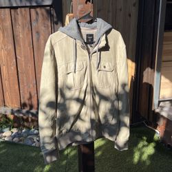 Guess Genuine Leather Jacket Hoody Zipper