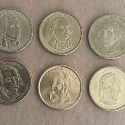 6 Different Presidential Dollar Coins 