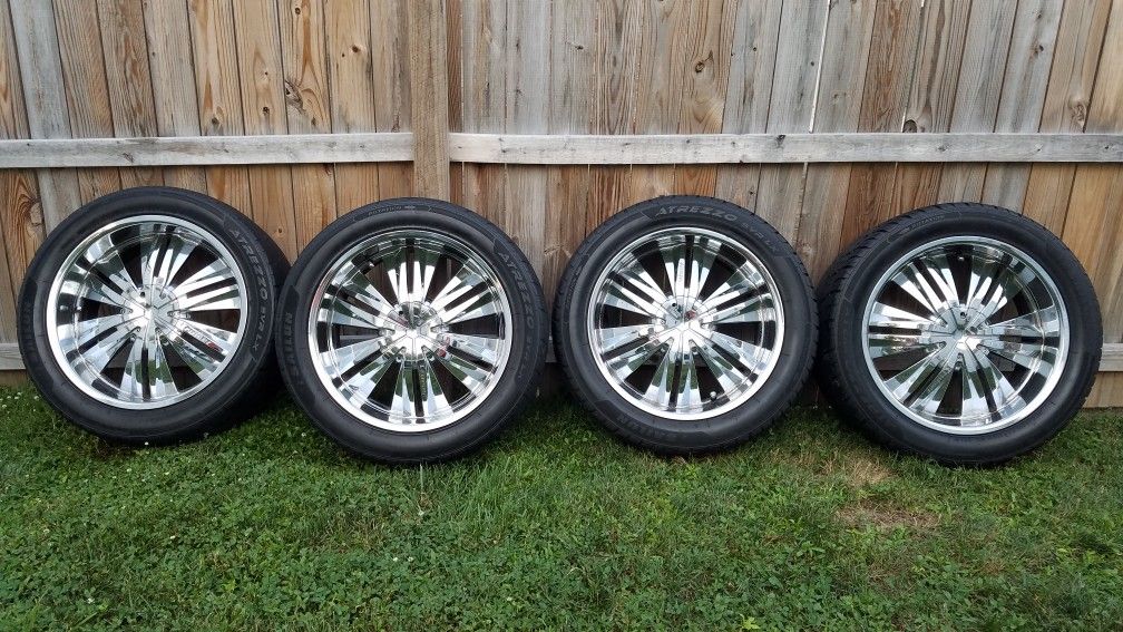 22" Cruiser Alloy Threshold Chrome Wheels Rims and Tires
