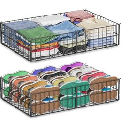 Large Under-Bed Storage Containers with 6 Wheels, Upgraded Metal Shoe Storage Holds Up to 80LBS, Rolling Under-Bed Drawers 