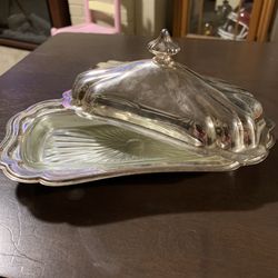 Gorham YH18 Silverplate covered butter dish with glass insert