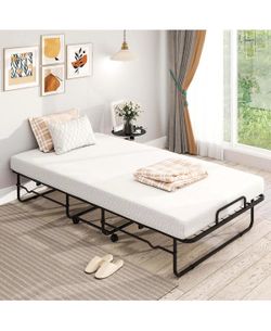 HU10915 Costway Twin Size Folding Bed 38" x 75" Rollaway Guest Bed Portable Sleeper Bed section