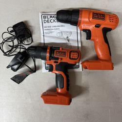 Black and Decker 20v Battery Operated Power Drills + Charger 