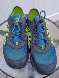 Merrell Unisex Kids Low Top Mesh Lace-Up Sneakers Blue/Gray/Green 6.5