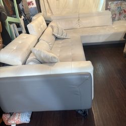 White Faux Leather 2 Piece Couch In Great Condition 